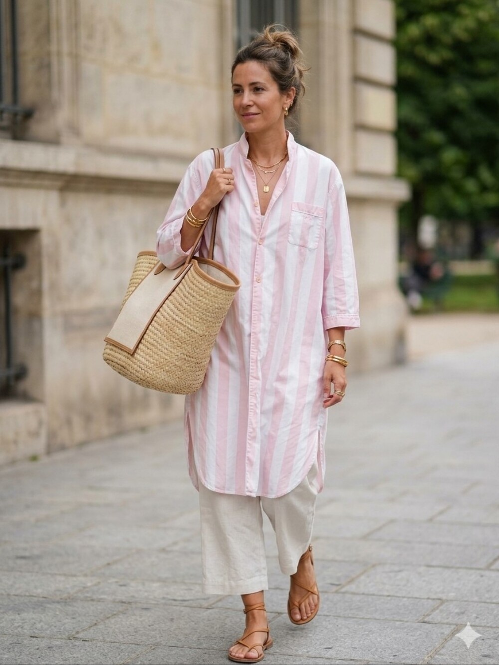 Elle Paris Pink & White Striped Nightgown OR beachware